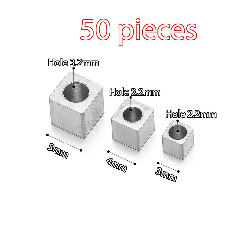 20-50Pcs Stainless Steel 3mm 4mm 5mm Cube Spacer Beads Square Loose Beads for DIY Jewelry Making Necklace Bracelet Supplies