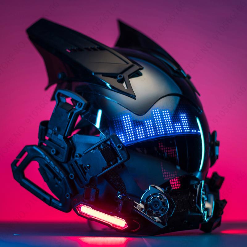 Cyberpunk App Mask Light Up Rolling Subtitles Screen Mask Cos Mech Technology Sense Mobile Phone Control Helmet Role Play