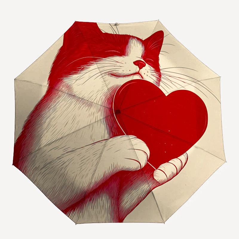 

1pc Cat Heart Automatic Open/Close Umbrella Compact Folding Umbrella, All-Season Portable Umbrella for Women/Men140
