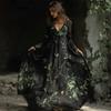 New Women's Autumn Dress Long Sleeve Halloween Dress V-Neck Splicing