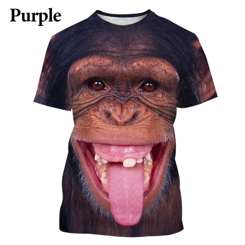 Lässiges Herren 3D Design Parodie Gorilla Lustiges Affen T-Shirt Lustiger Schmollmund Affe 3D Druck Sommer Kurzarmshirt Kinder