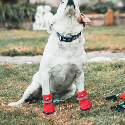 4Pcs Waterproof Dog Footwear Reflective Polyester Pet Boots Outdoor Rainshoes Non-Slip Sole Dirt Control Paw Health Protection