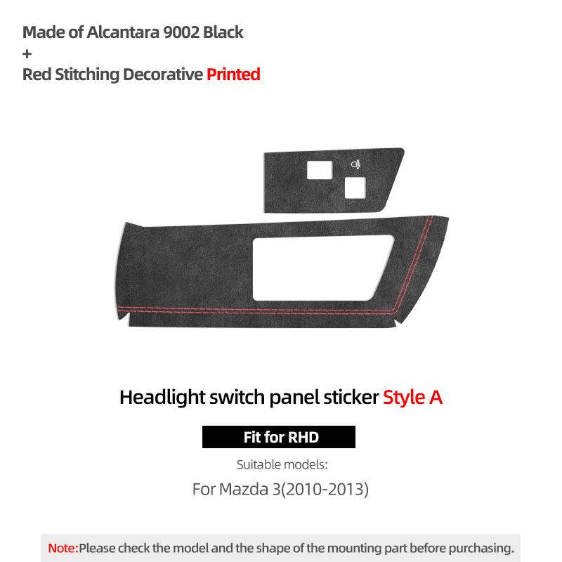Betterhumz For Mazda 3 Axela 2010-2013 Made of Alcantara Auto Headlight Lamp Switch Panel Trim Sticker Car Interior Accessories