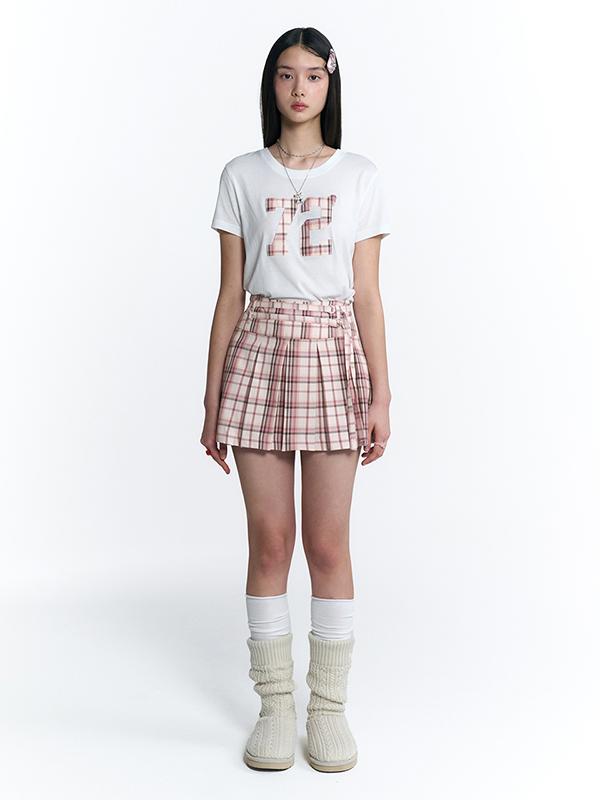 KIRSH Cheek Check 72 Patchwork T-Shirt [White]