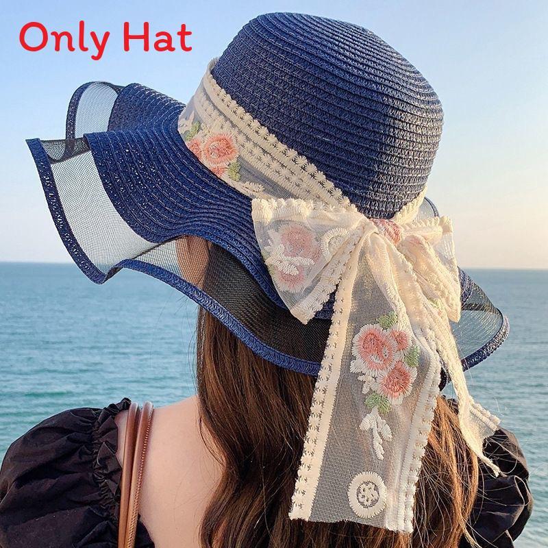 Flower Themed Sun Hat For Women With Large Brim Summer Beach Vacation Fashion Accessory