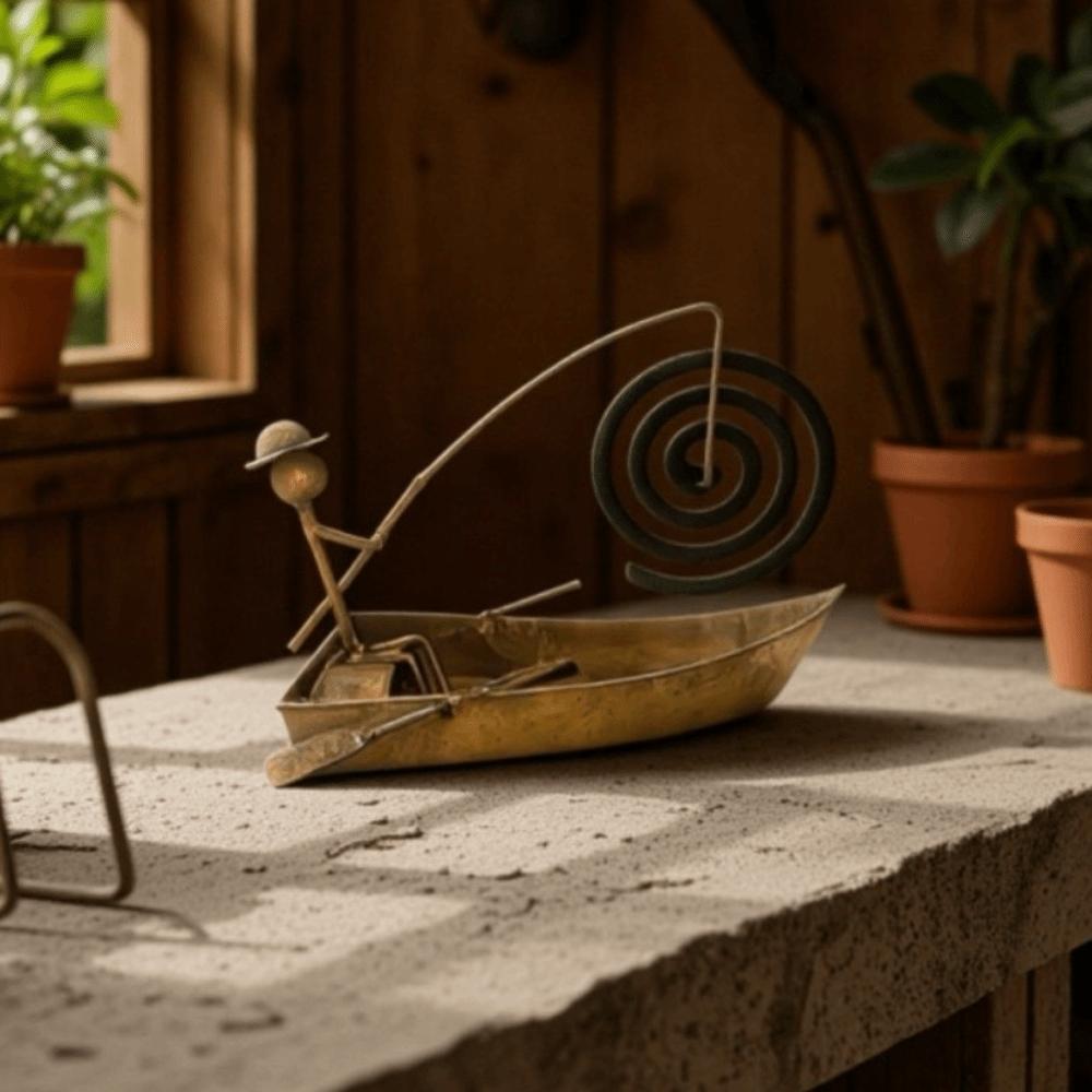 Vintage Style Sailboat Coil Holder Coil Tray Stable Base Metal Coil Stand Rustic Iron Sailing Flowerpot Living Room