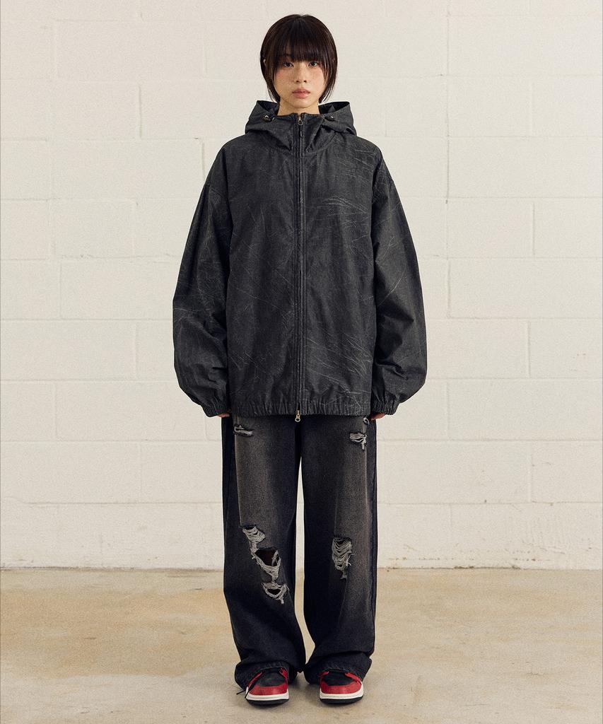 Filluminate Crease Washed Windbreaker - Khaki