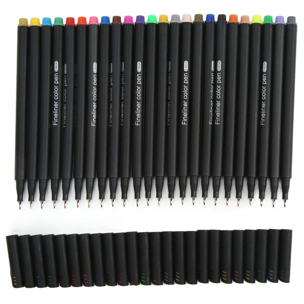 0.4mm Thin Tip Fineliner Color Pens Set 24 Colors Drawing Markers Fineliner Pens  Journaling