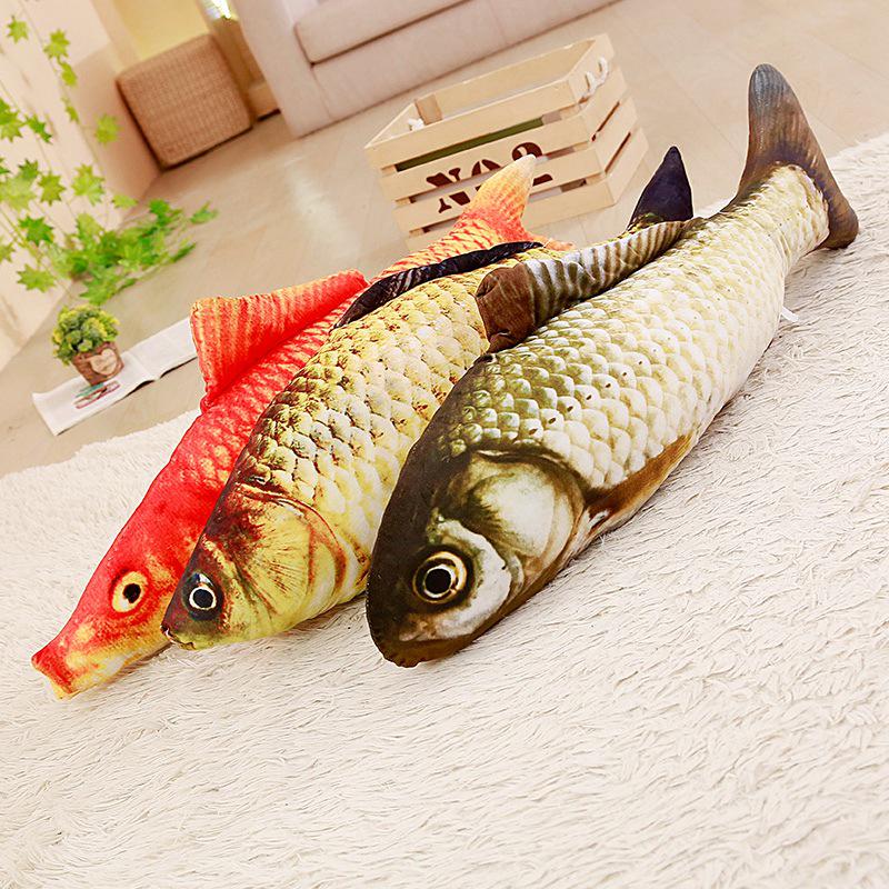 Plush Catnip Fish Toy & Teasing Stick for Cats