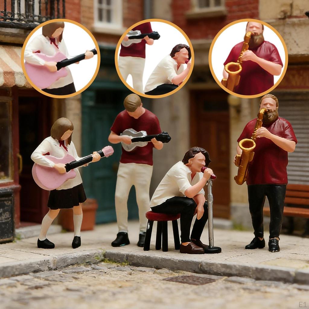 4x 1/64 Scale Miniature Figures Painted Scenes DIY Projects Sand Table Decoration Micro