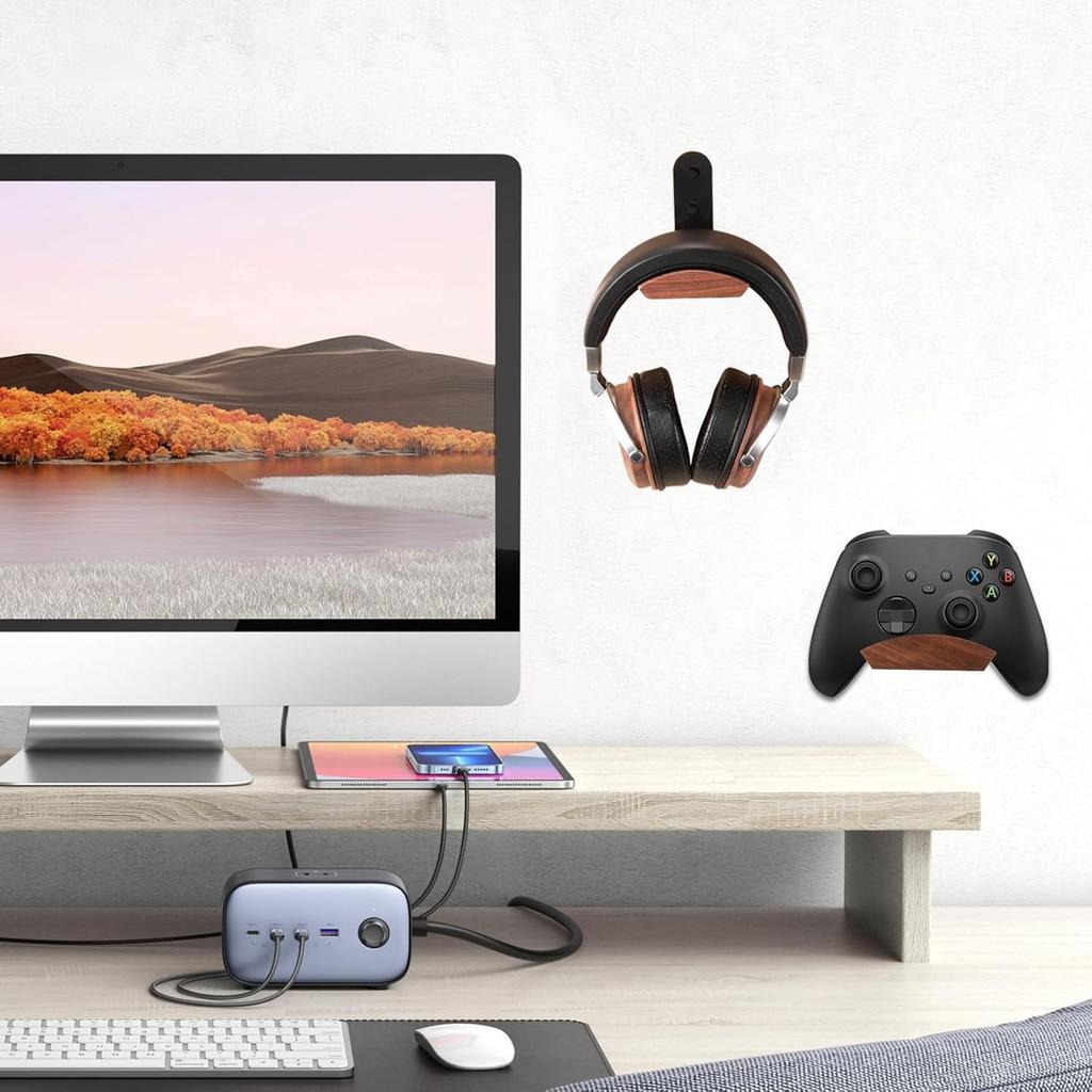 KAIXUANMAN Kopfhörerhaken, Wandmontage, Kopfhörerhalter aus Holz, Kopfhörerhalter, Headset-Ständer, Mehrzweck-Aufbewahrungsständer, Kompatibel mit