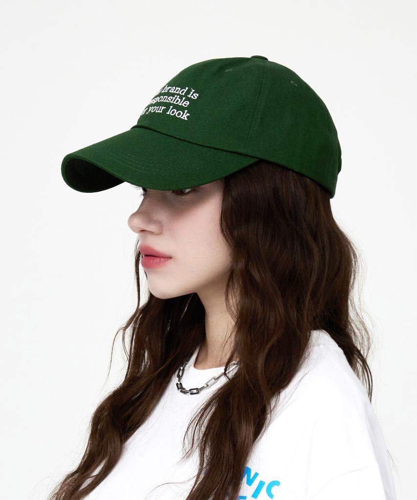 ULUK Slogan Embroidered Cotton Ball Cap_Green