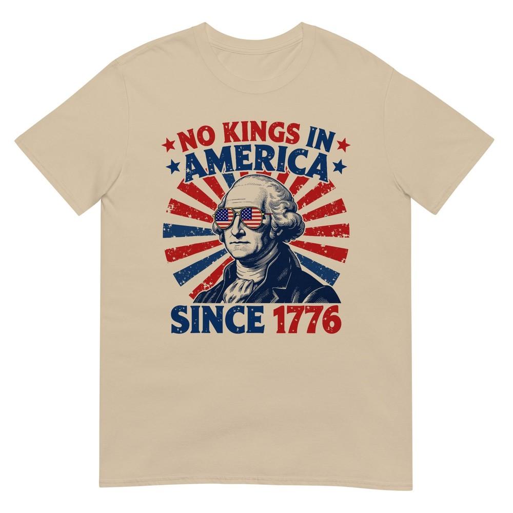 No Kings In America Since 1776 Distressed Flag Usa Vintage Tshirt