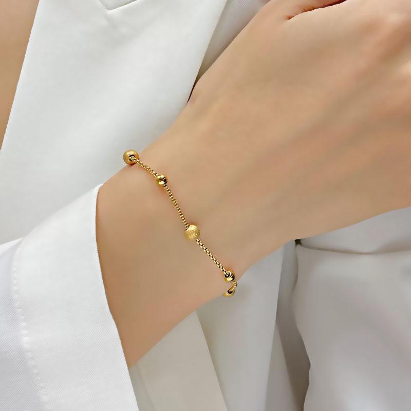 Elegant Gold Bead Titanium Steel Bracelet: Trendy, Versatile, and Chic Women's Accessory