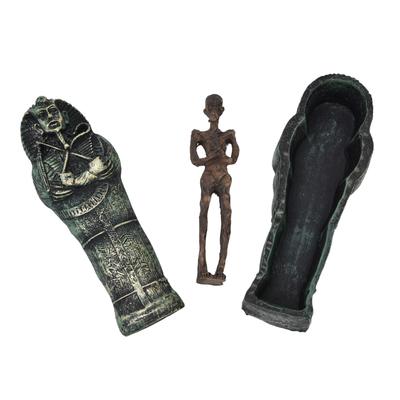 Mummy Coffin Decorations Aquarium Fish Tank Ornaments Landscape Skull Resin Skull Mummy Coffin