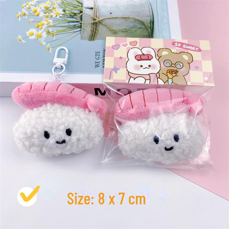 Pandantiv Gălușcă de Orez cu Creveți Xiaohongshu: Accesoriu de păr drăguț de pluș DIY & Charm de geantă de desene animate