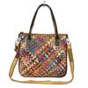 Ladies Bag Handwoven Handbag Splicing Colored Leather Shoulder Messenger Bag Casual Cowhide Bag