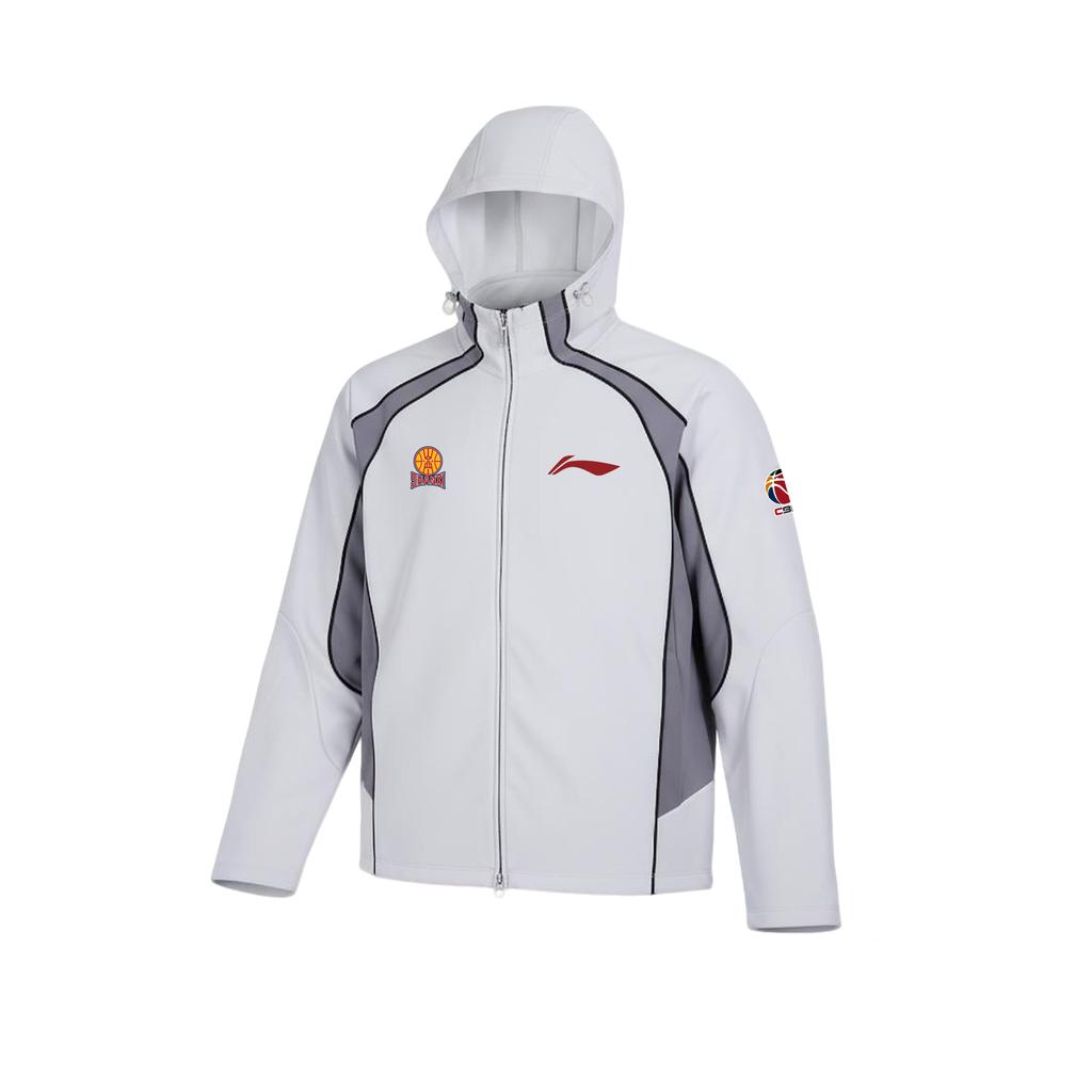 Li Ning Jackets Unisex Shanxi Team, White Hooded Thickened Soft Shell AWDVM45-2