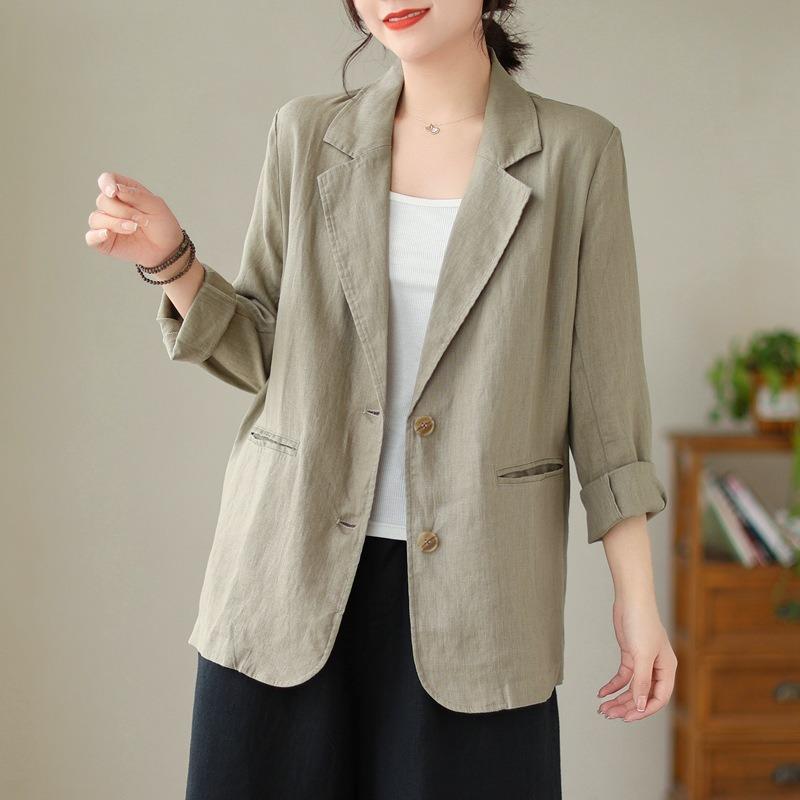 Women S Linen Cotton Blend Casual Long Sleeve Blazer