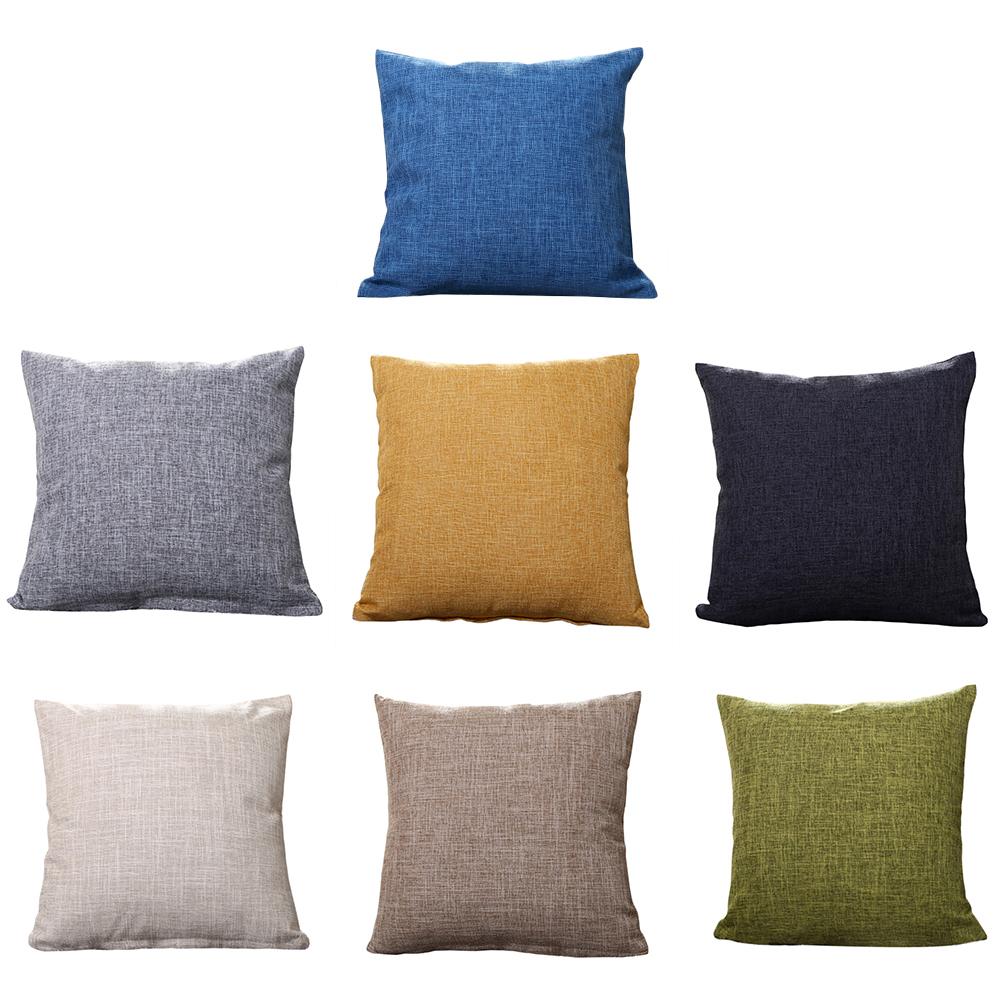 Solid Color Throw Pillow Cover 45x45cm Polyester Pillowcase Car Sofa Home Waist Cushion Cover Decoration Pillows Case