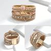 Elegant Heart Leather Wrap Bracelets Stackable Bohomian Cuff Bangles Fashion Rhinestones Bracelets for Women and Girls