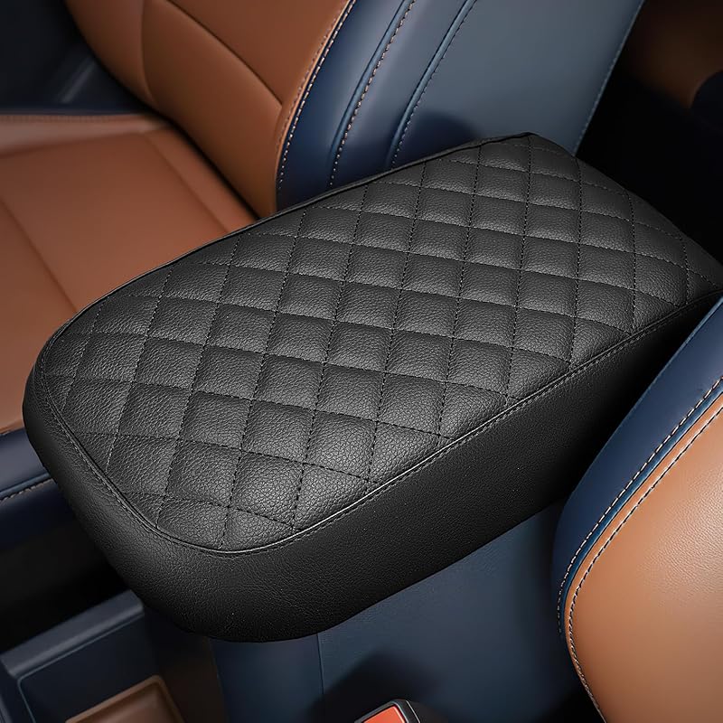 JOYTUTUS Center Console Cover Compatible With Ford Maverick 2025 2024   Leather Armrest Cover Center Console Cushion Maverick Accessories, Dark Blue