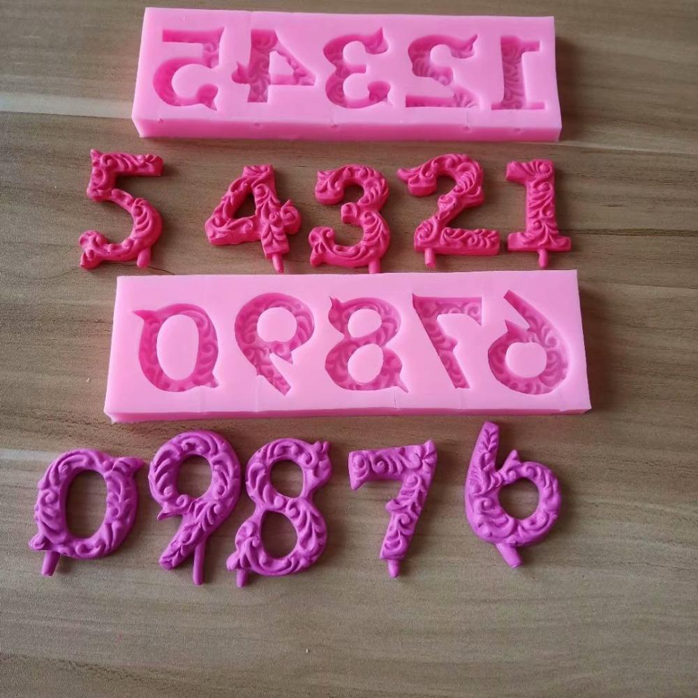 2-Piece Digital Chocolate Molds. 3D silicone 0-10 molds for candy, biscuits & cake decor.