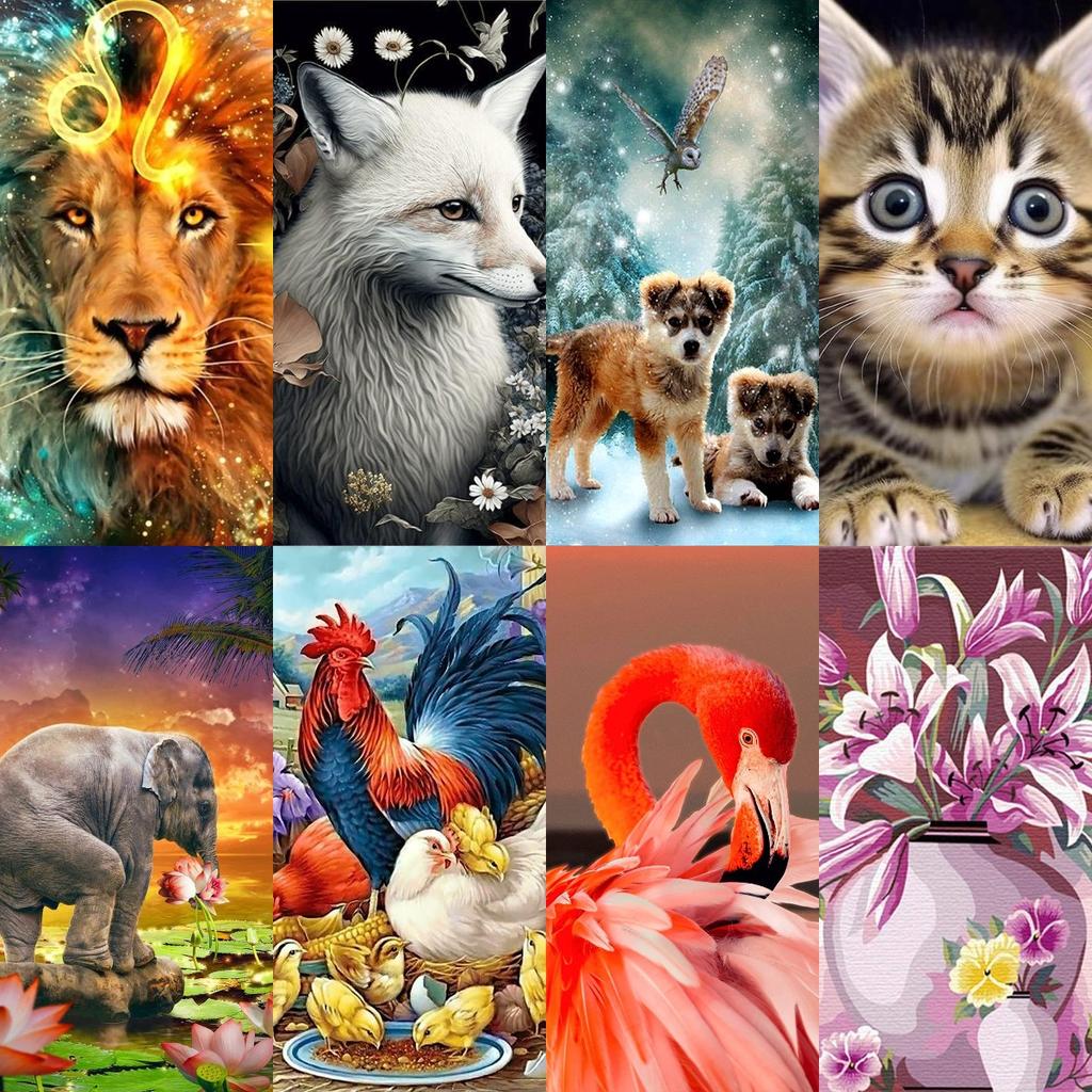 5D DIY-diamantmaleri Ulike dyr Diamantbroderi Korsstingsett Full Rhinestone Mosaikk Hjemdekorasjon