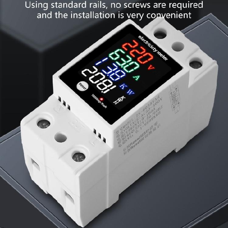 High Accuracy Electrical Parameters Meter Electric Current Power Monitors DIN Rail Mount Flame Retardant Case LED Display