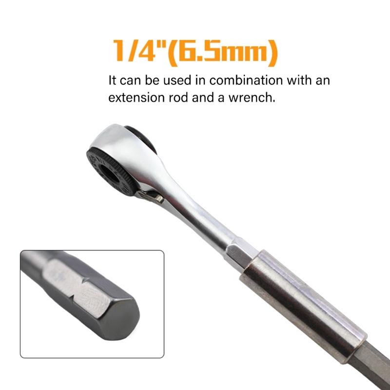 Mini Ratchet Drill Socket Small Repair Installation Tool for Daily Maintenance Bike Short Handle Reversible 72 Tooth