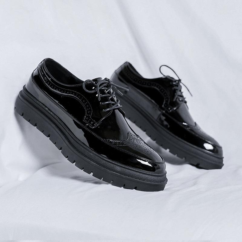 

Кожаные туфли мужские повседневные блок новые деловые платья лакированная кожа внутренняя высота увеличение мужские свадебные туфли PX33-R 38