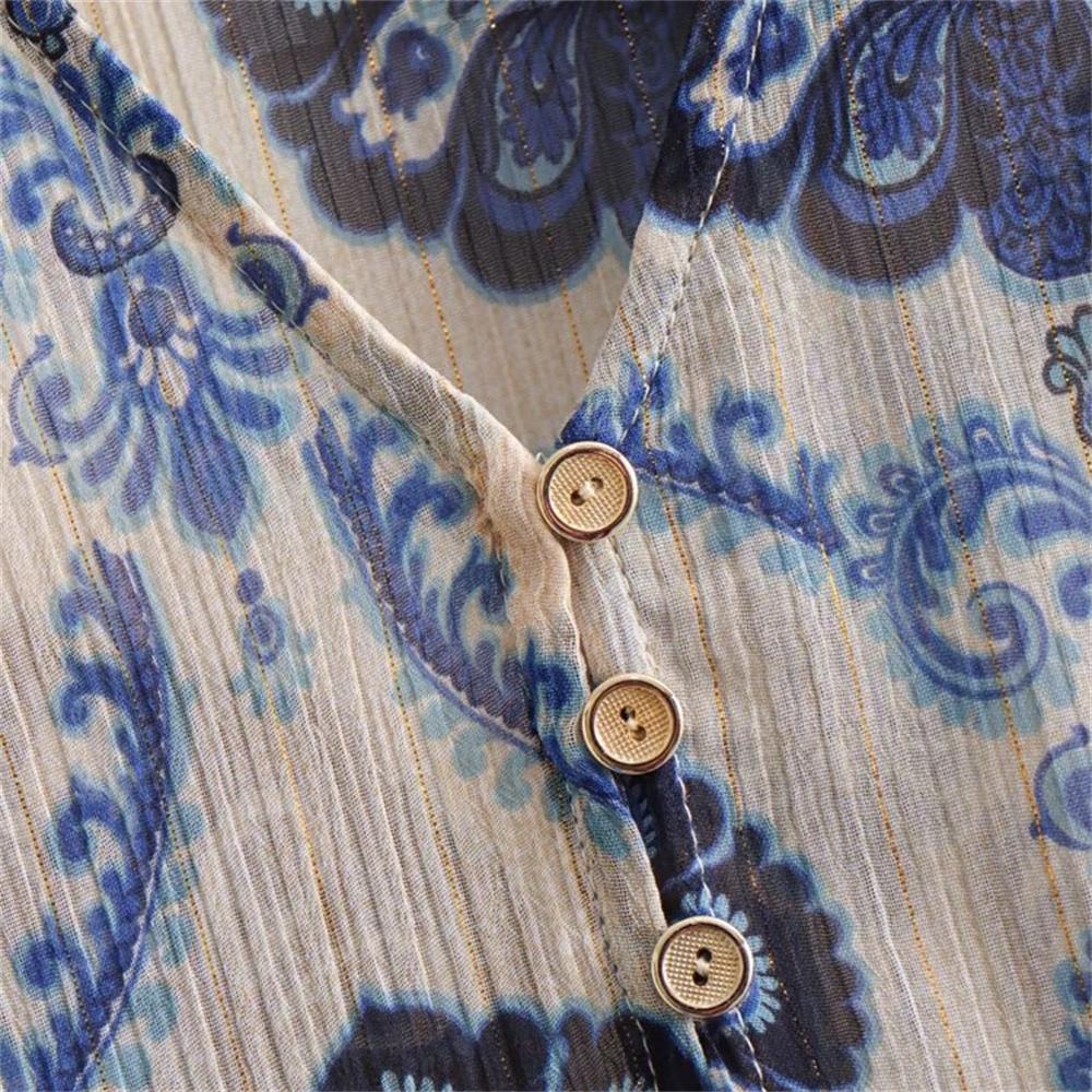 Spring/Summer New Women's European and American Fashion Casual Metal Color Line Printed Dress