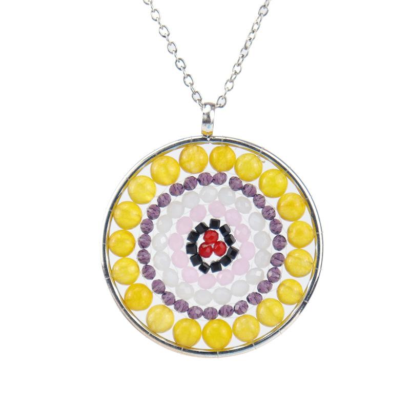 Bohemian Wind Hand-Woven Colorful Agate Beads Jade Beads Crystal Pendant Necklace N176