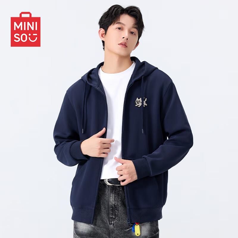 MINISO Men's American Retro Full-Zip Hoodie