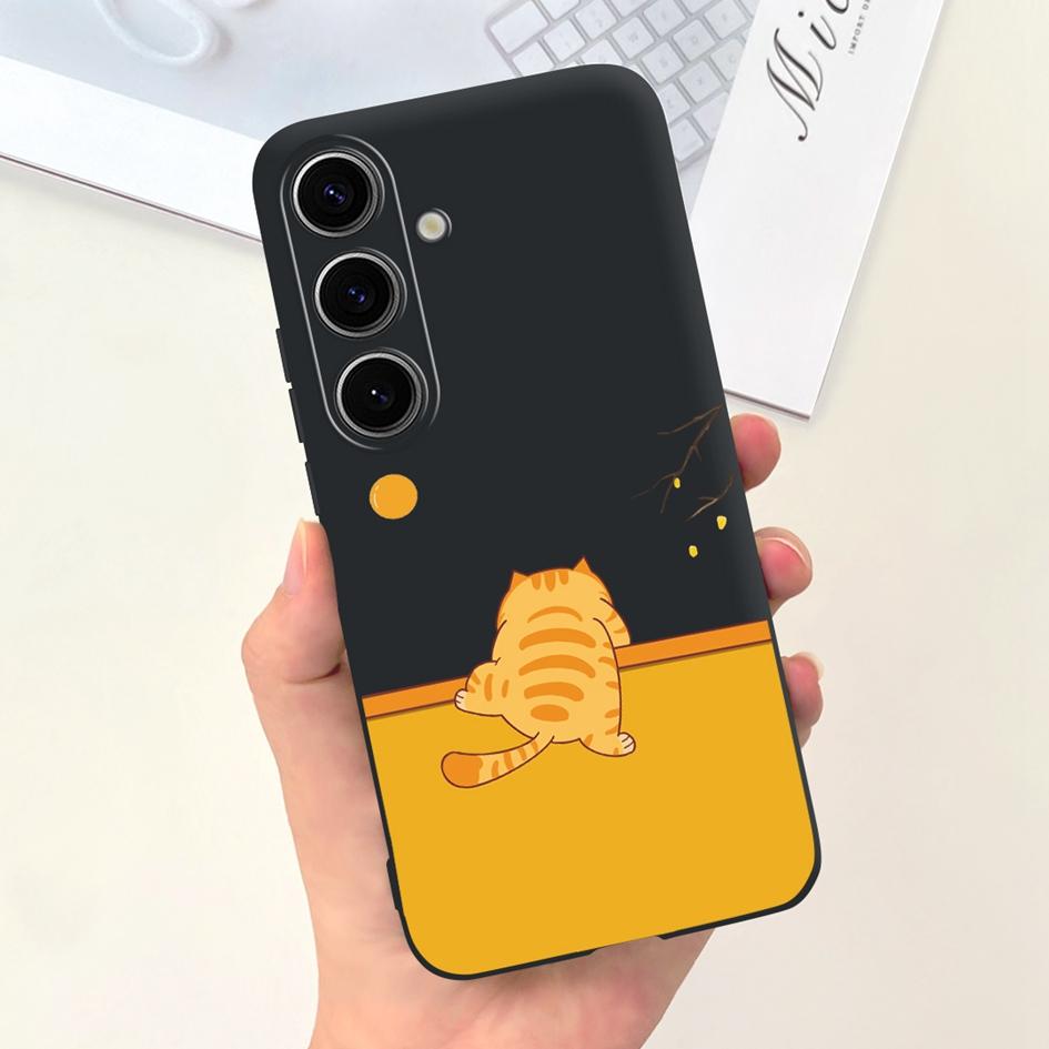 For Samsung Galaxy S24 Plus Case Lovely Yellow Duck Astronaut Matte Silicone Soft Cover For Samsung S 24 S24 Ultra S24+ 5G Funda