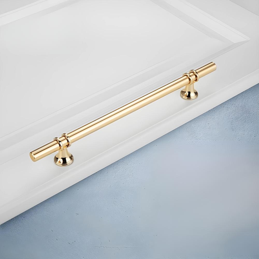 Furniture handle, metal railing for cabinet drawers, gold gloss, screws 128mm