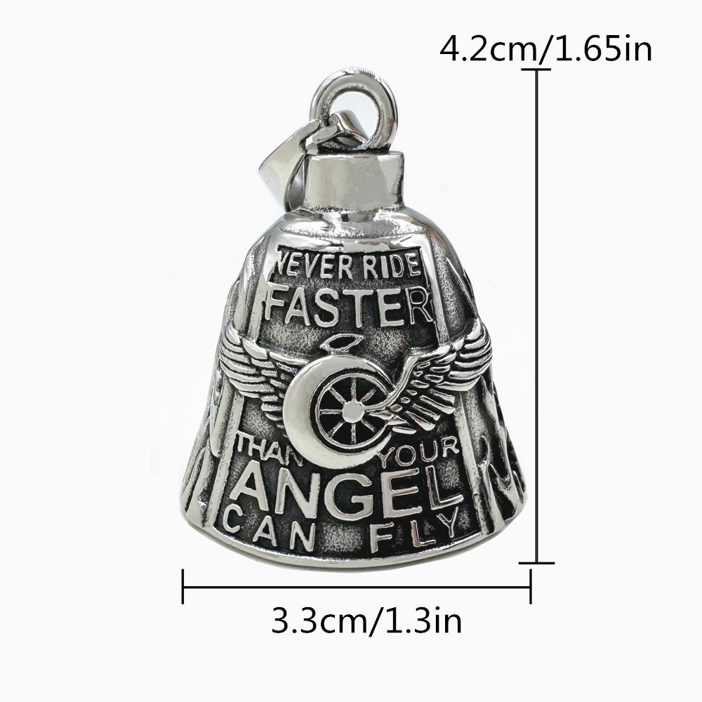 Motorcycles Biker Bell Necklace 316L Stainless Steel Jewelry Punk Biker Ride Faster Bell Pendant