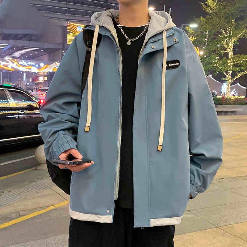 

Двухслойная куртка с капюшоном для мальчиков Весенняя и осенняя повседневная куртка Свободная рабочая одежда 3XL