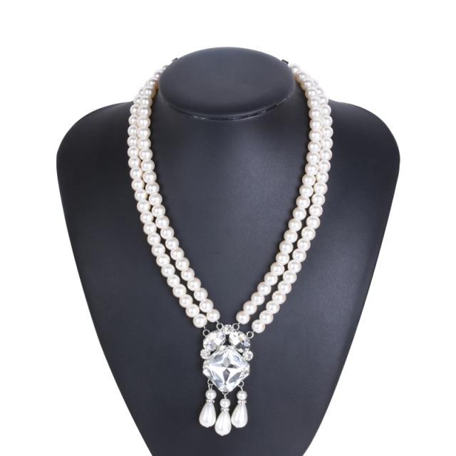 

Роскошные новые модные кристаллы микро паве оправа 3 слоя жемчужные цепочки ожерелья для женщин свадебные аксессуары ювелирные изделия