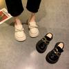 Fashion 2025 Patent Leather Mules Metal Chain Pearl Bowknot Women Slippers Creepers Sandals Platform Shoes Thick Soled Cover Toe Slides