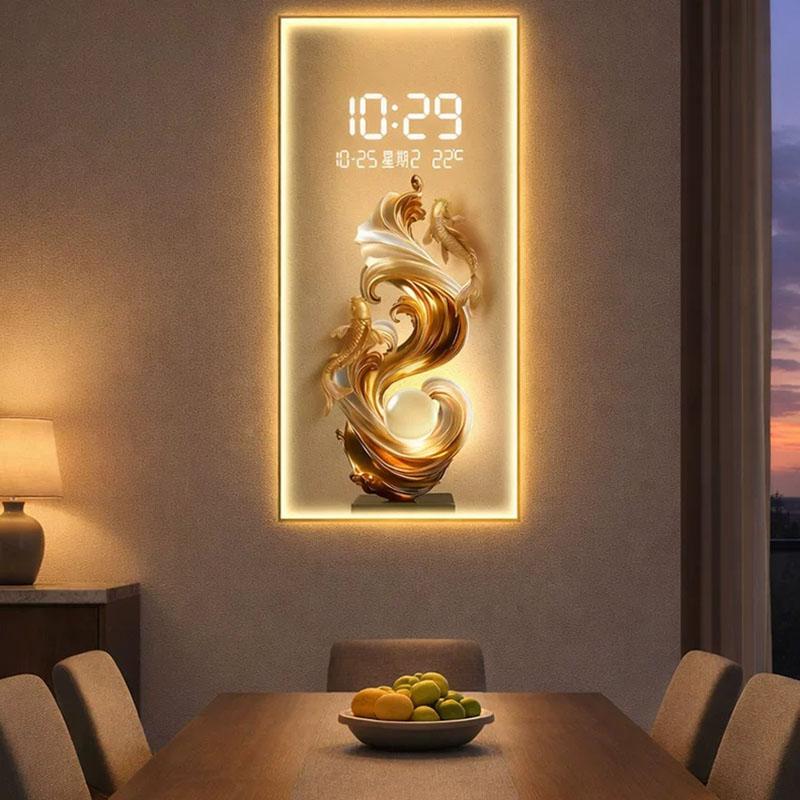 Luxury Led Wall Clocks Digital Living Room Interior Modern Silent Clock Wall Design Creative Orologio Da Parete Home Decoration