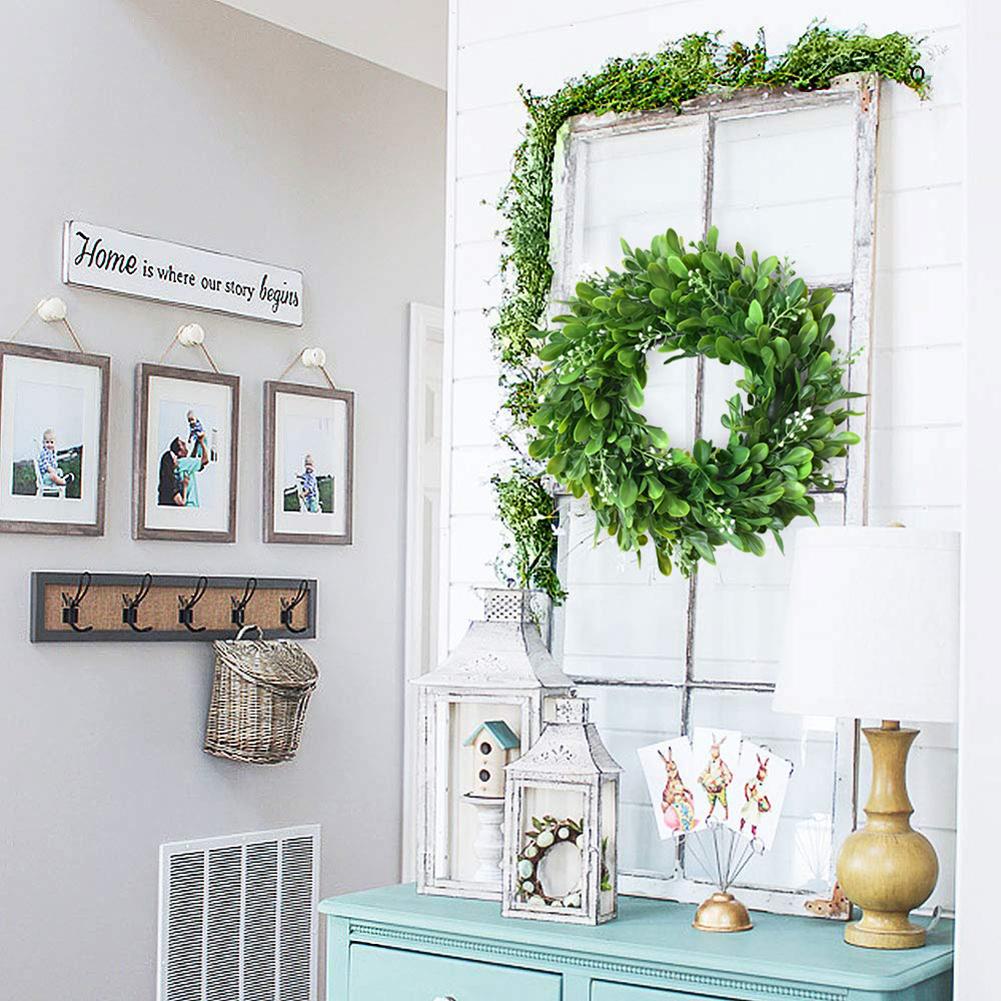 Guirnalda de hojas verdes artificiales de 30cm, guirnalda de bayas, decoración de pared para ventana y puerta delantera