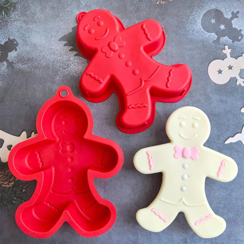 Christmas Gingerbread Man Candle Mold Cookie Chocolate Baking Cake Mould DIY Christmas Atmosphere Scented Candle Silicone Mold