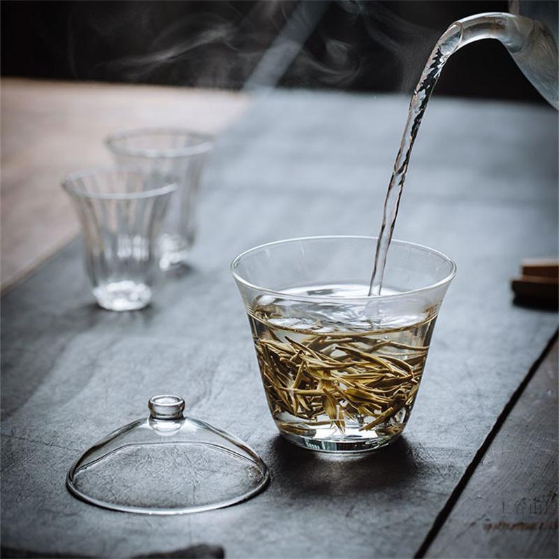 Transparent High Borosilicate Glass Gaiwan Tea Cup Puer Tea Bowl Mugs Chawan Soup Tureen Chahai Kung Fu Chinese Soup with Lid