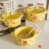 Cute Polka Dot Binaural Instant Noodle Bowl with Cover Student Dormitory Large Capacity Instant Noodle Bowl Personal Special Snail Powder Bowl