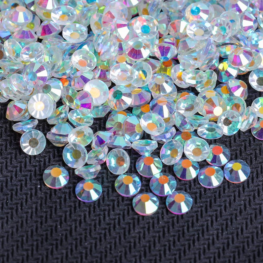 Wei Chen Rhinestone White Ab Color Flat Bottom Diamond Glue Bare Crystal Glass Fabric Clothing Nail Art Decoration