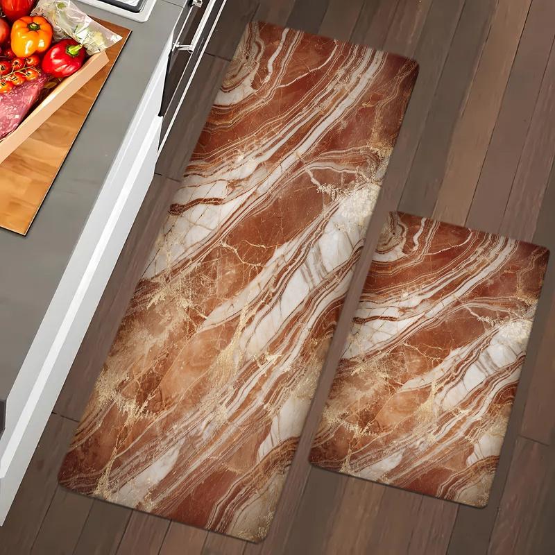 1Pcs Anti Fatigue Kitchen Rugs,  Marble Print Waterproof Non-Slip Thick Cushioned Kitchen Mat Heavy Duty Comfort Standing Mat for Kitchen