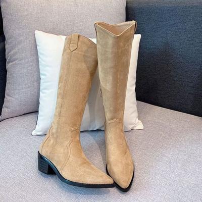 Schuhe für Damen Western Damenstiefel Spitzschuh Winter Kniehoher Schaft Punk Langer Mittelabsatz Gyaru Pu Gothic Goth Sale