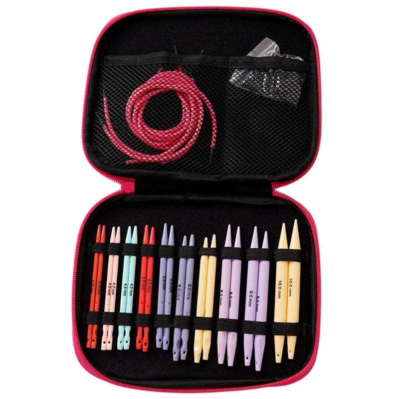 

10Pairs Interchangeable Circular Knitting Needle Set with Zippered Case, 3.75mm-10mm Colorful Circular Knitting Needle 1