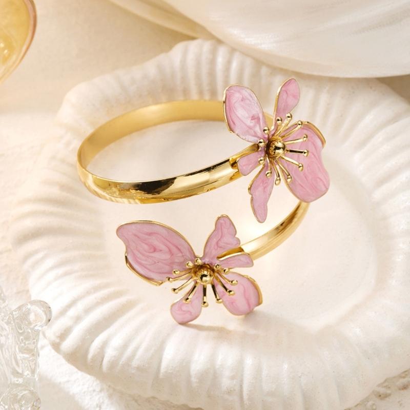 Multifunctional Adjustable Flower Shape Metal Bangle Bracelet Adjustable Diameter for Trendy Accessories and Gift Giving